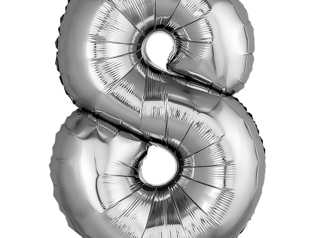 Balon cifra din folie "8" argintiu foto